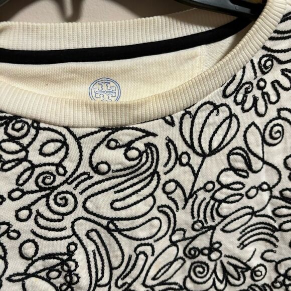 Tory Burch Embroidered Scribble Doodle Graphic Floral Sweater- Size Small - Picture 10 of 10